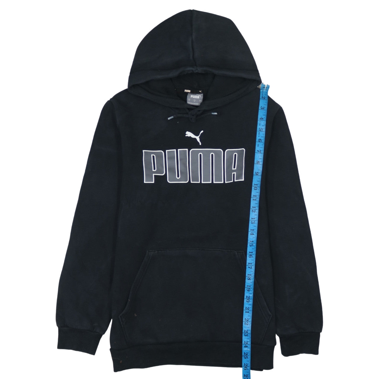 Puma Men Black Pullover Hoodie S Regular Fit Fleece Logo Sportswear