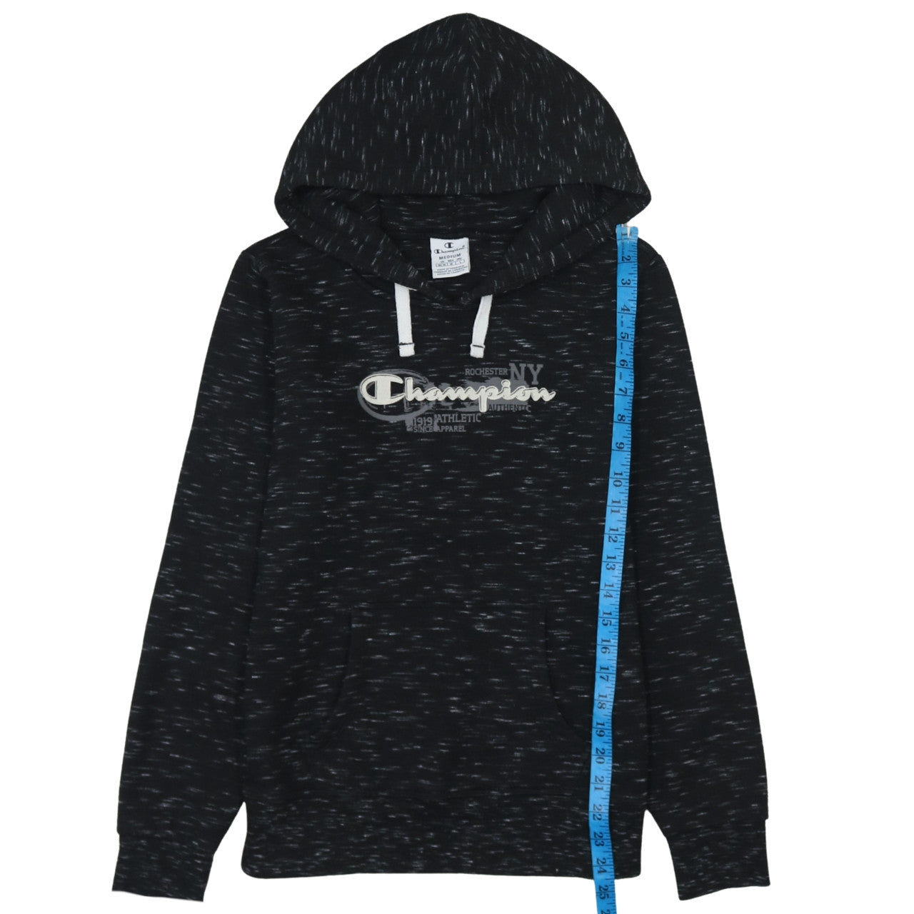 Champion Women Black Medium Pullover Hoodie with Logo Print
