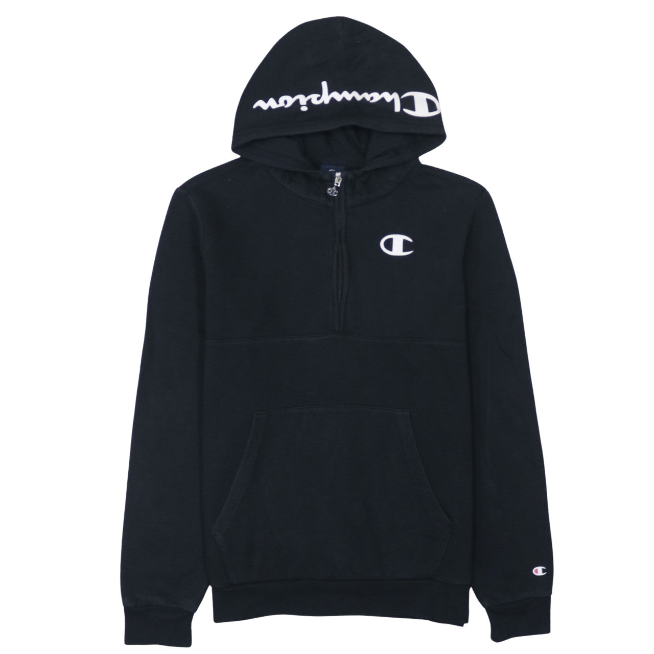Champion Teens Black 2XL Pullover 1/4 Zip Hoodie Fleece Sweatshirt