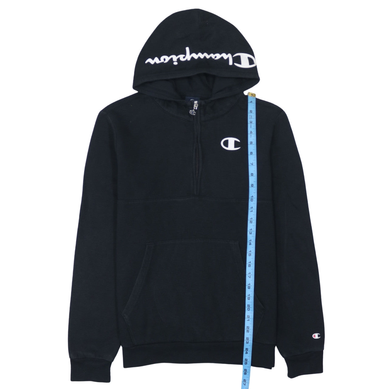 Champion Teens Black 2XL Pullover 1/4 Zip Hoodie Fleece Sweatshirt