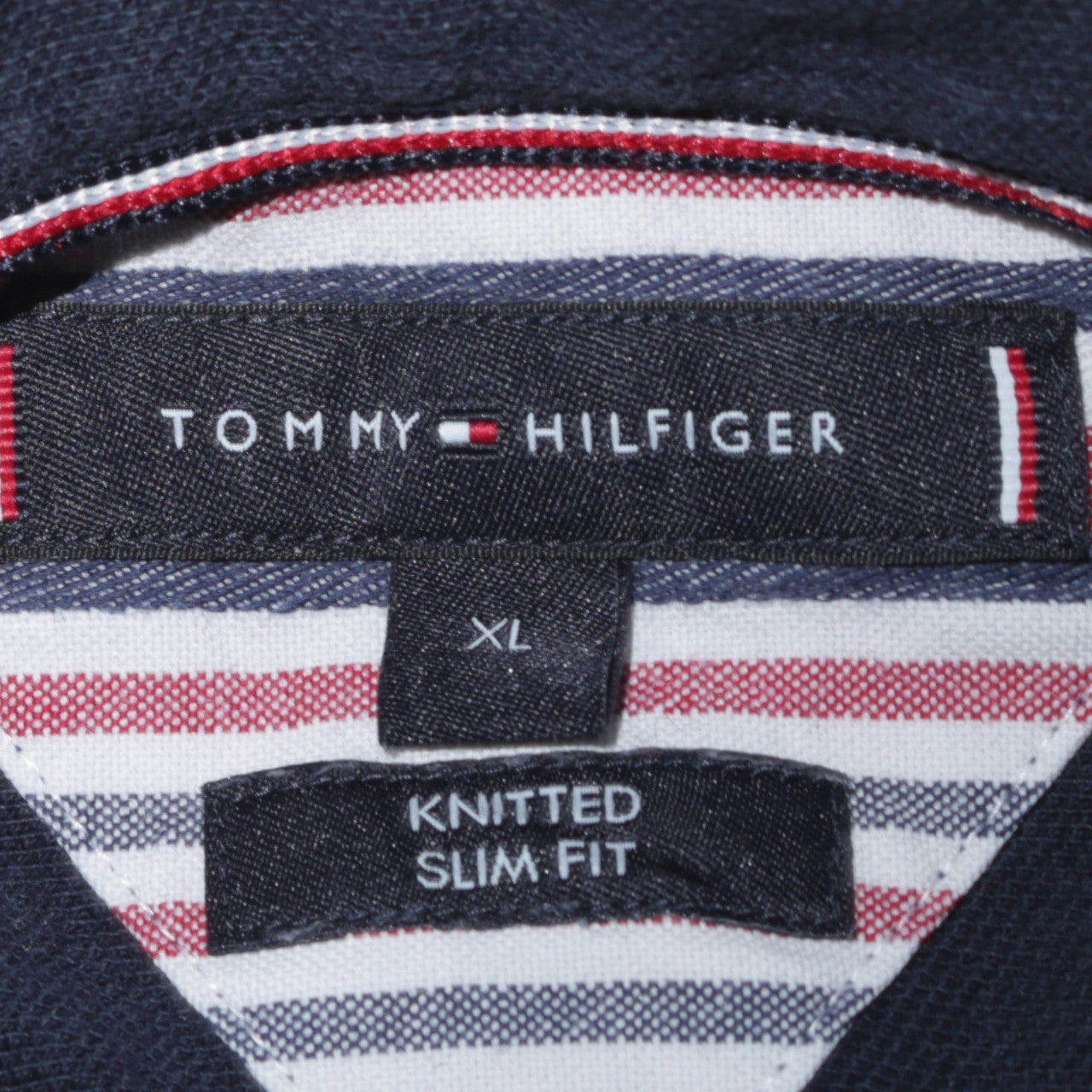 Tommy Hilfiger Men's Blue Slim Fit Knitted Cotton Long Sleeve Shirt XL