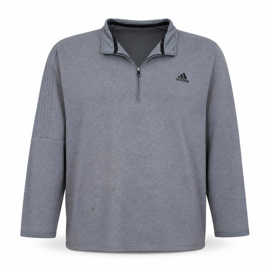 Adidas Men Grey 2XL Quarter Zip Sweatshirt Pullover Sports Top