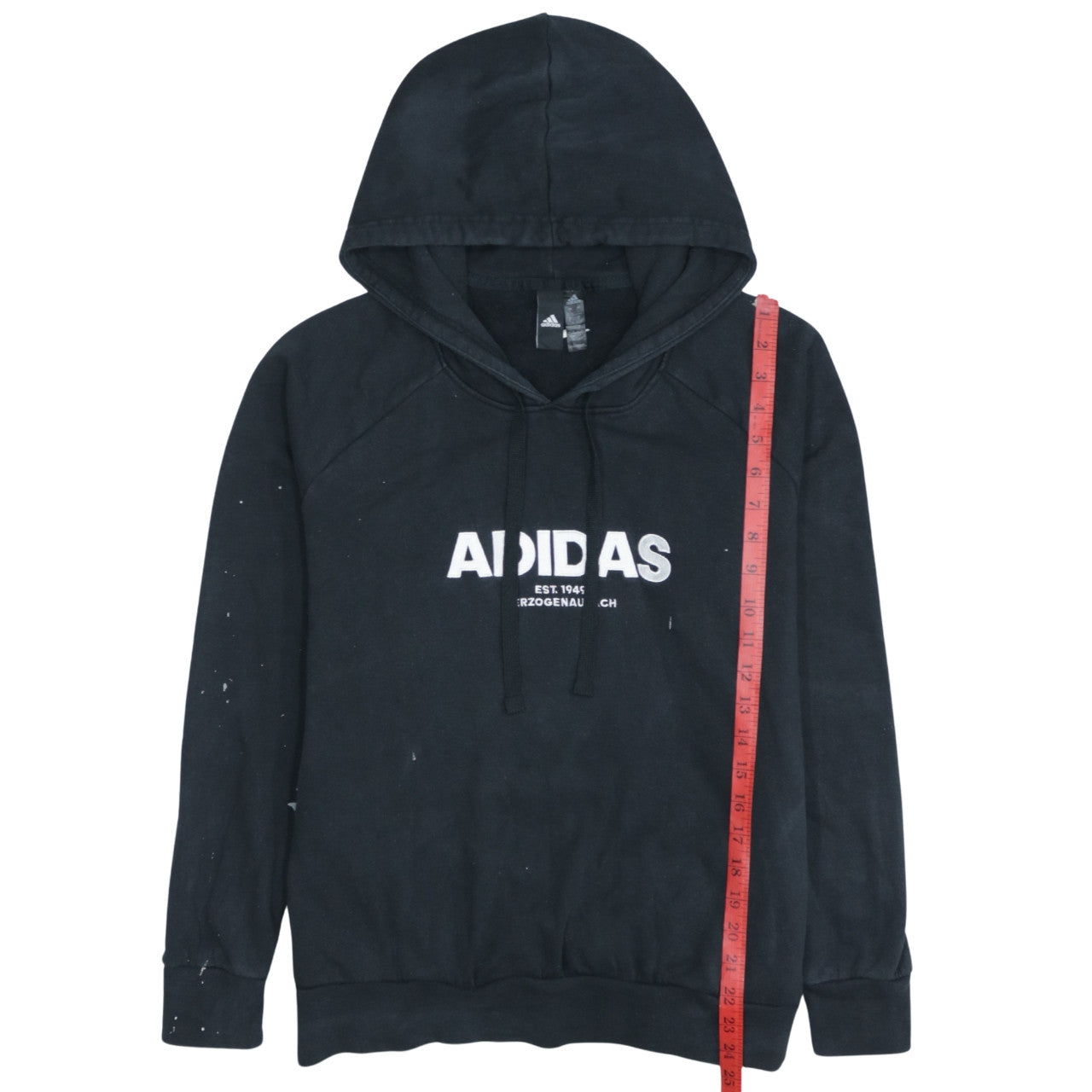 Adidas Women's Black Pullover Hoodie L Logo Print Cotton Blend