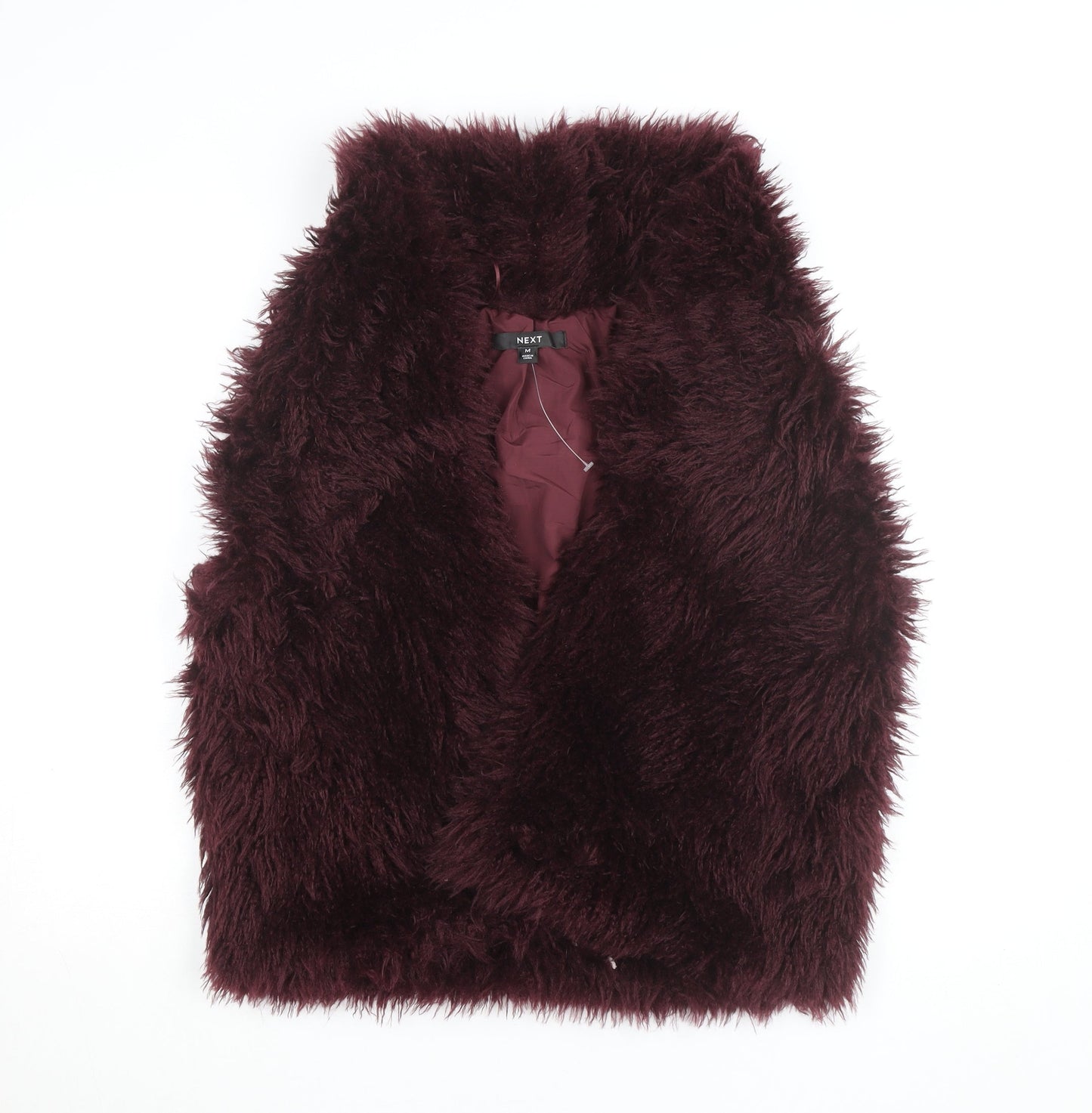 Next Women’s Brown Faux Fur Waistcoat Size M Lined Sleeveless Open Gilet