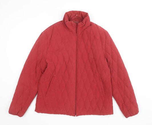 Jack Murphy Womens Red Quilted Mid-Length Jacket Size 18
