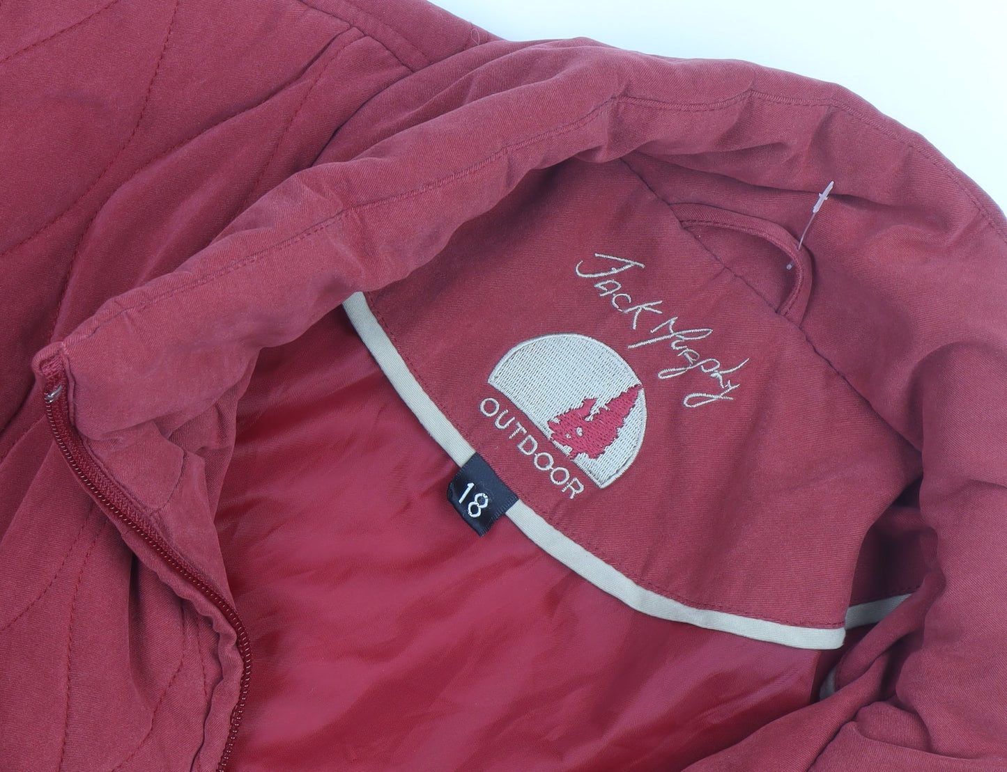 Jack Murphy Womens Red Quilted Mid-Length Jacket Size 18