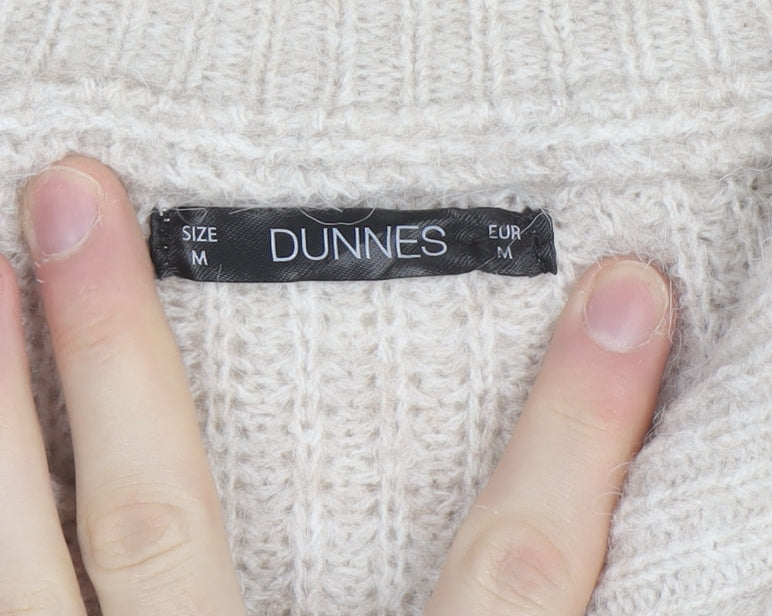Dunnes Women's Beige Cable-Knit High Neck Sleeveless Vest M