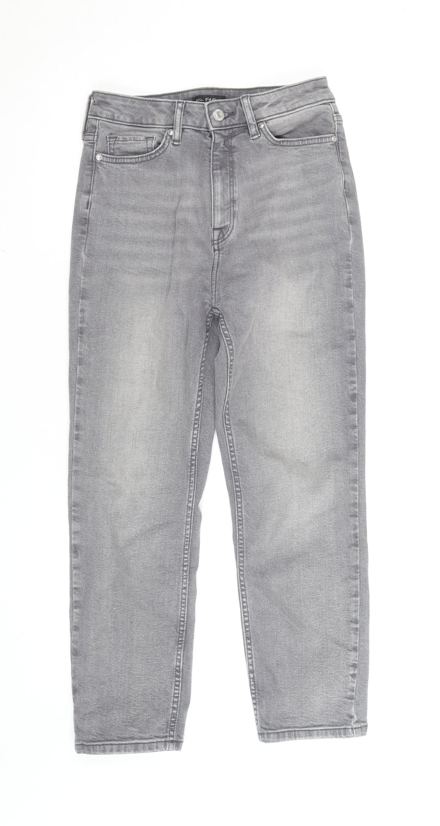 F&F Women’s Grey Straight Leg Mid Rise Jeans Size S