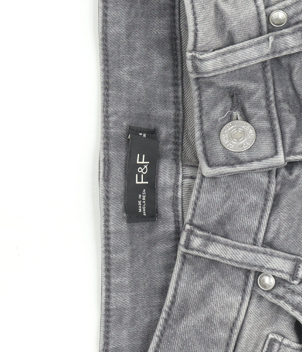 F&F Women’s Grey Straight Leg Mid Rise Jeans Size S