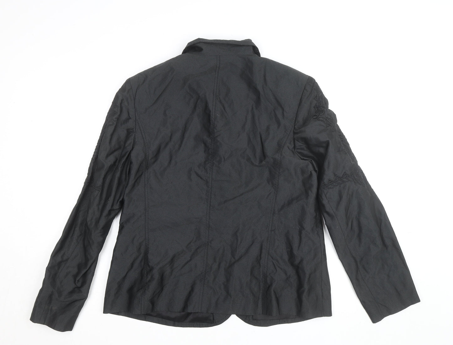 Basset Women's Black Collared Long Sleeve Button Blouse Size 16