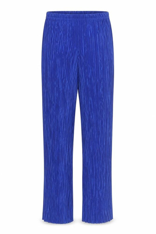 Boohoo Women's Blue Pleated Wide-Leg Trousers Size 12
