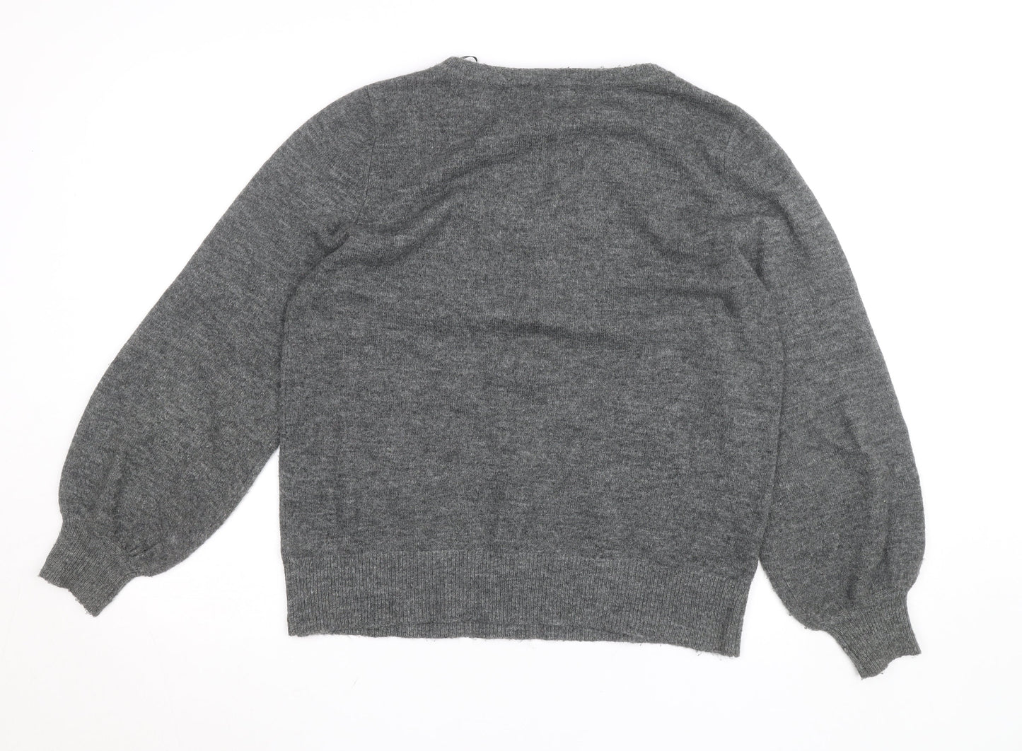 Monsoon Women's Grey Wool Blend Beaded Pullover Jumper M