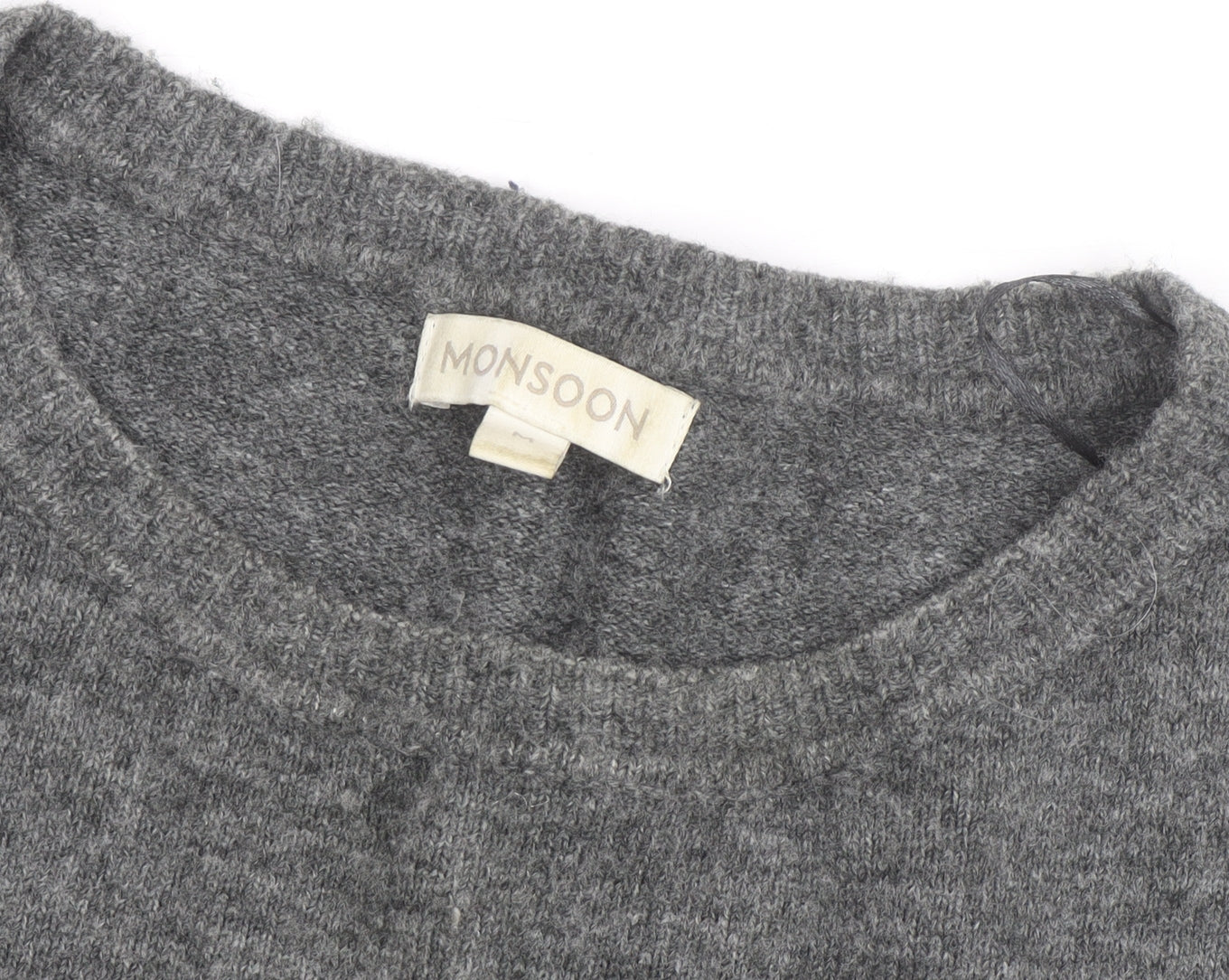 Monsoon Women's Grey Wool Blend Beaded Pullover Jumper M