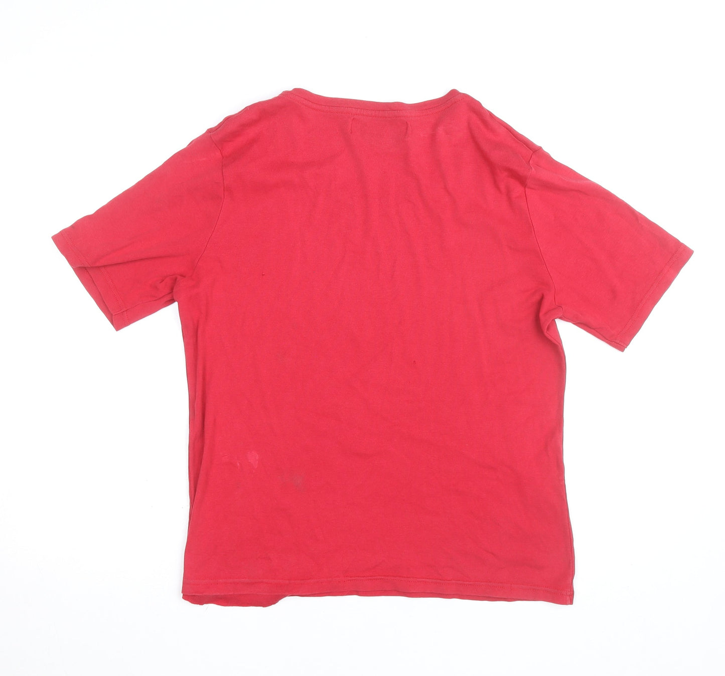 Paco Boutique Womens Red Rhinestone T-Shirt Size L Cotton Short Sleeve