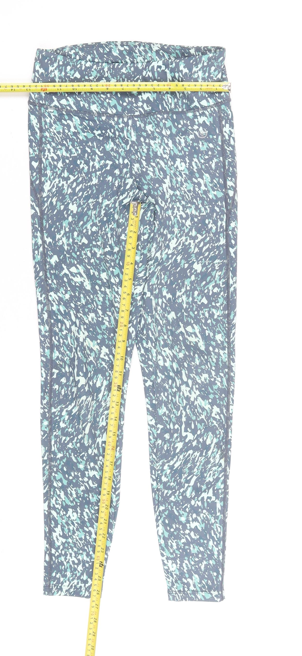 Dunnes Stores Womens Blue Patterned Ankle Leggings Size 10