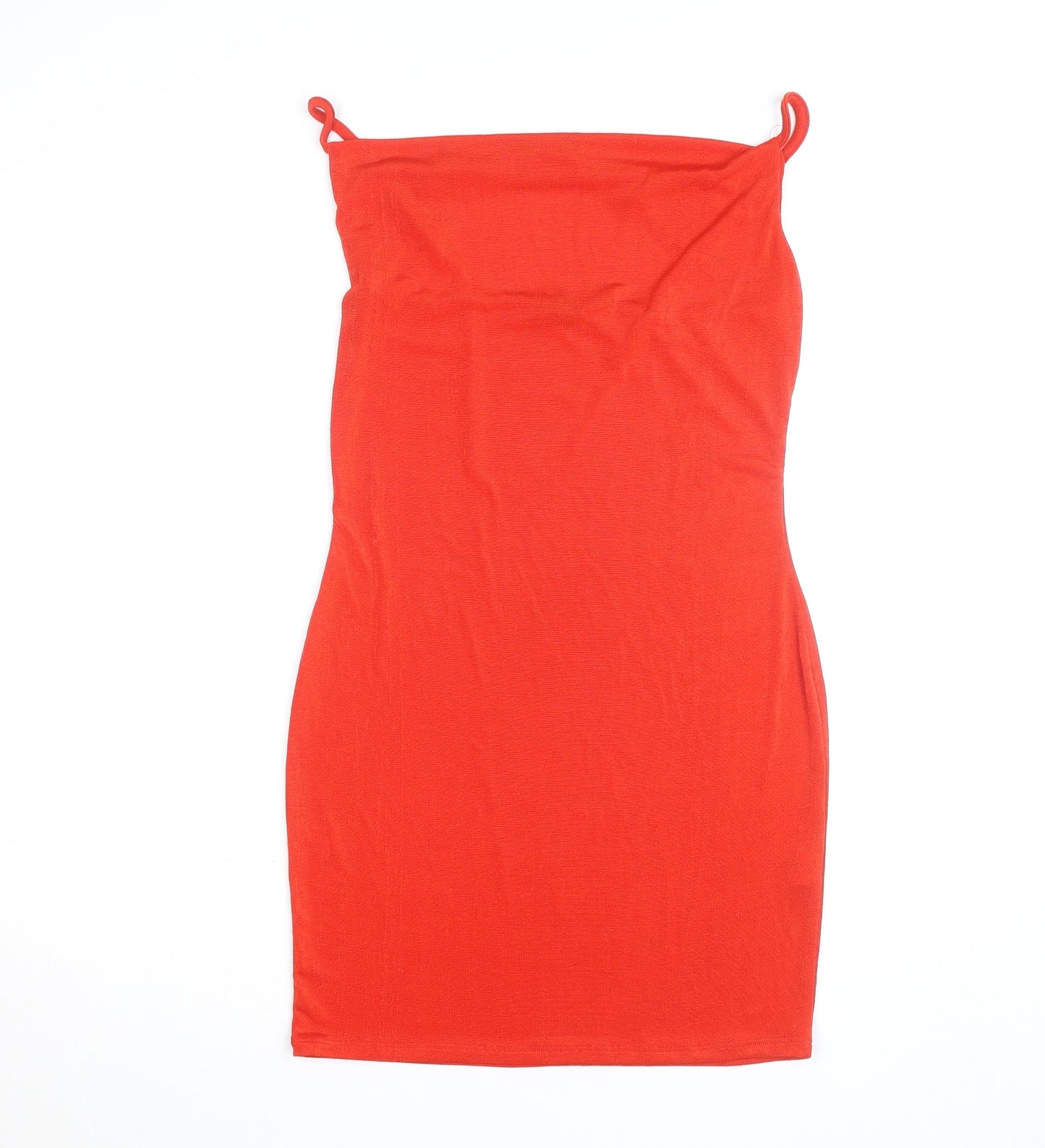 Boohoo Women’s Red Bodycon Strapless Knee Length Dress Size 10