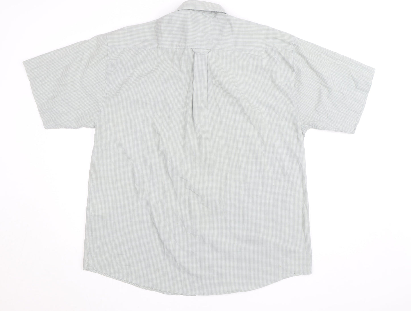 EWM Men's Grey Check Short Sleeve Button-Up Shirt Size L