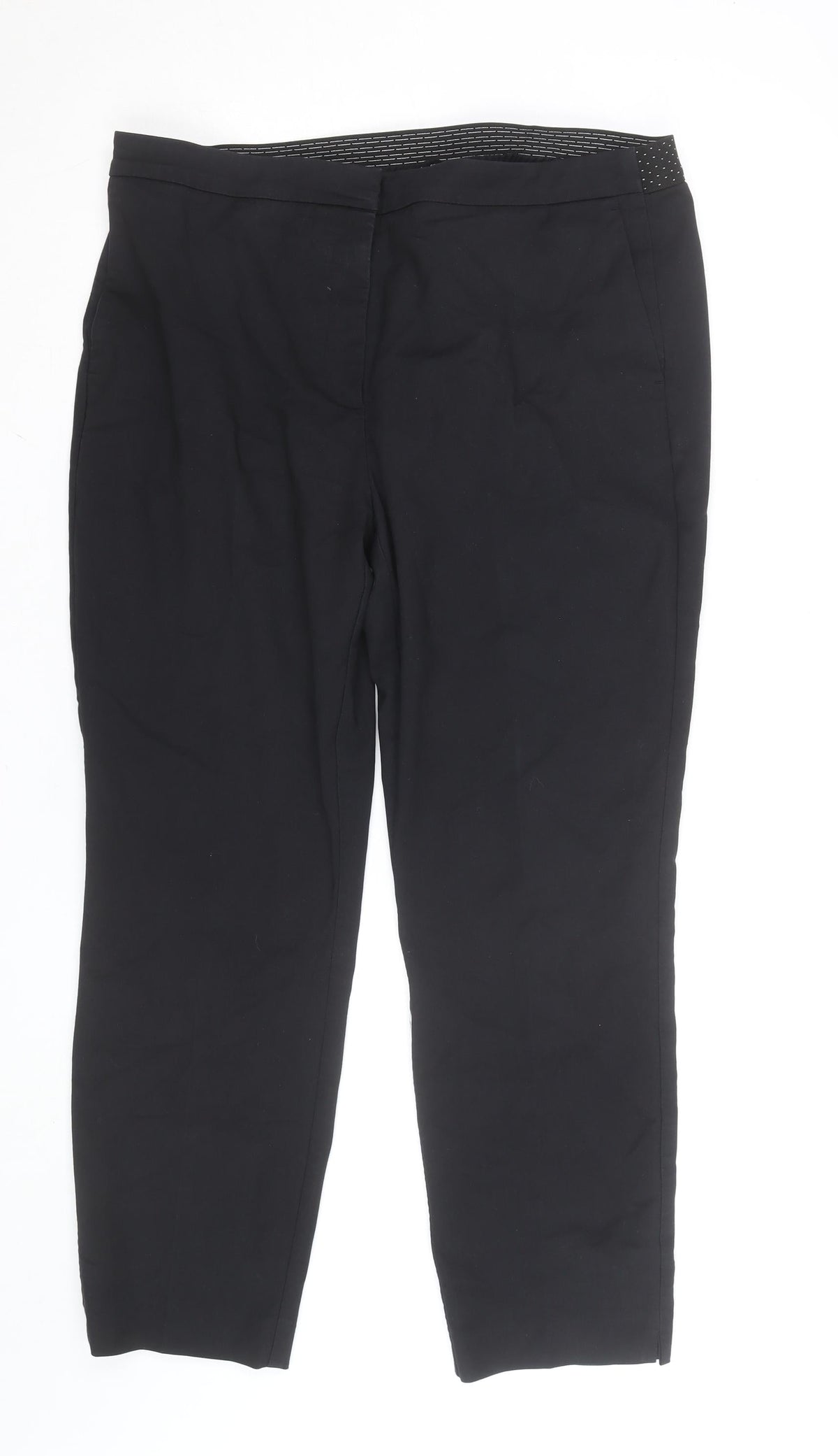 Zara Women Black Cropped Stretch Trousers Size 18