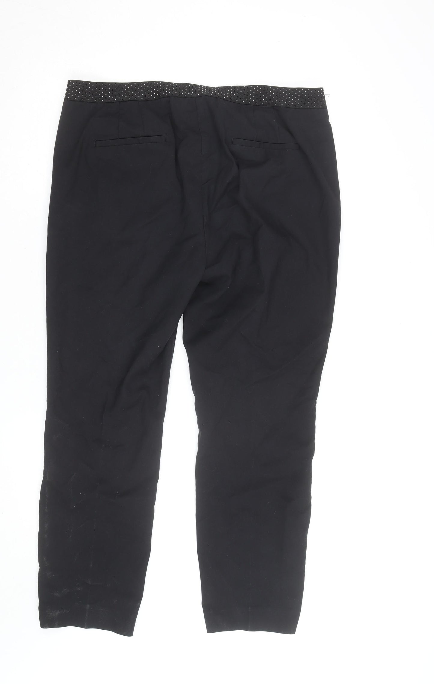 Zara Women Black Cropped Stretch Trousers Size 18