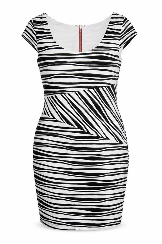 Frank Lyman Women's Black & White Striped Bodycon Dress Size 16