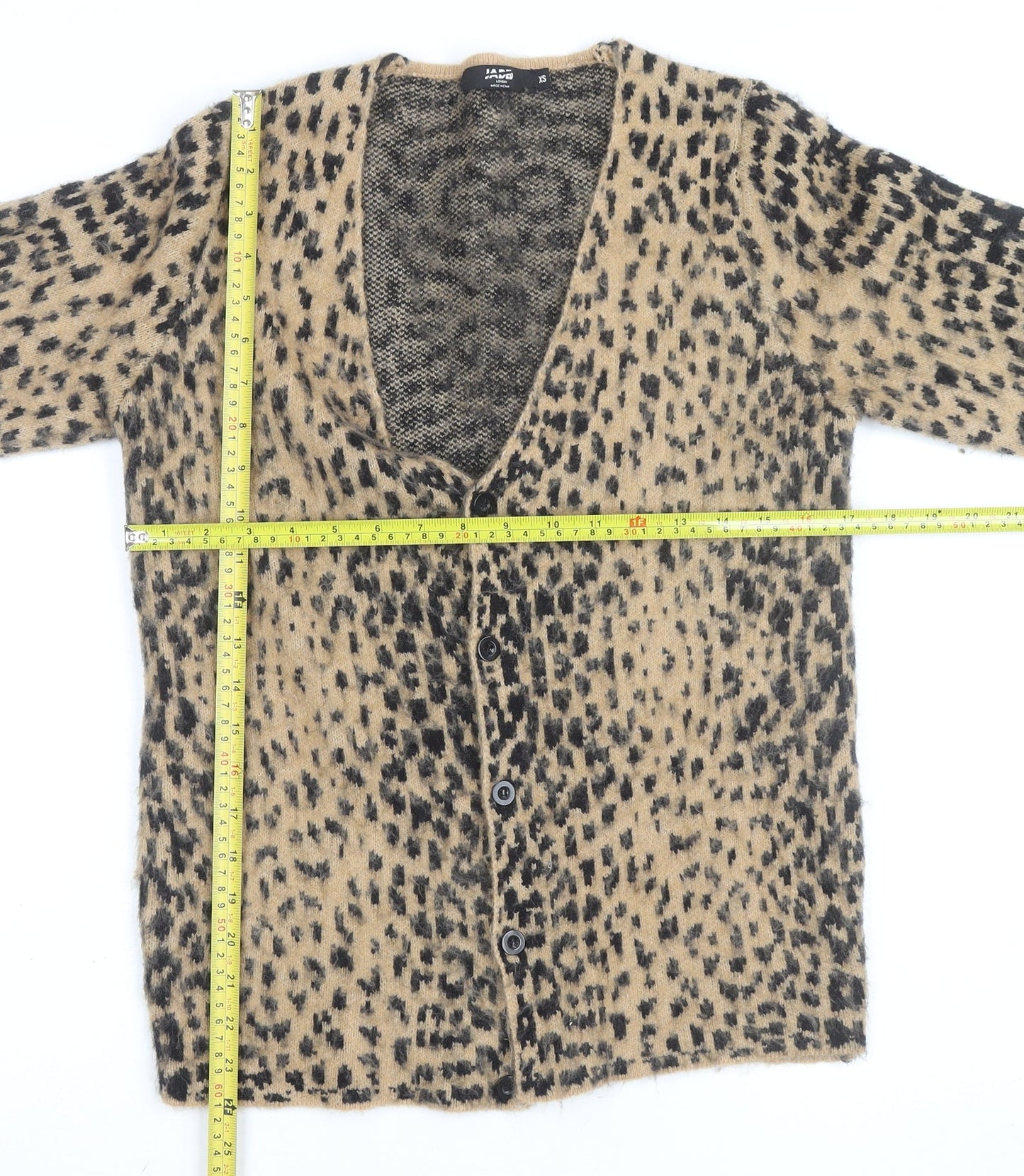 Jaded London Women’s Beige Leopard Print Knit Cardigan XS