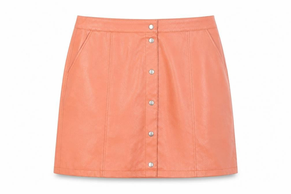 Vero Moda Women’s Orange Faux Leather A-Line Short Skirt XL