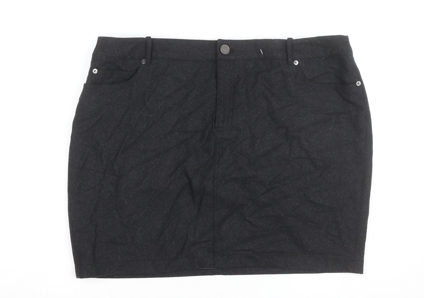 Mint Velvet Women's Black Wool Blend Pencil Skirt Size 18