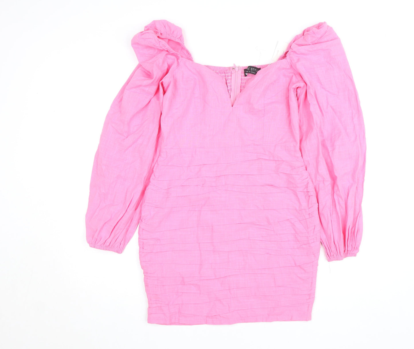 In The Style Women’s Pink Bodycon Puff Sleeve Sweetheart Dress Size 8