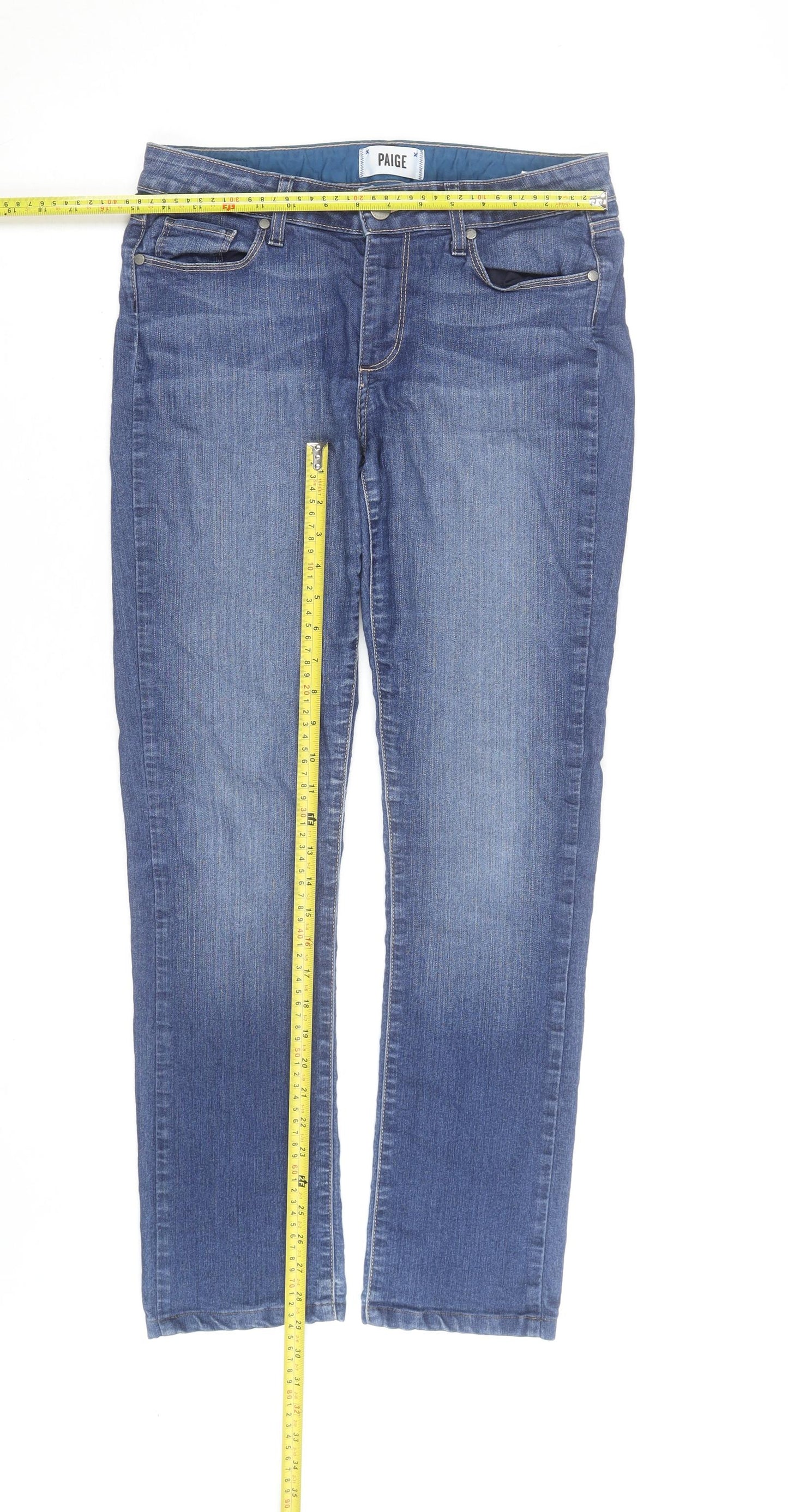Paige Women's Blue Skyline Straight Jeans Size 30 Regular Denim