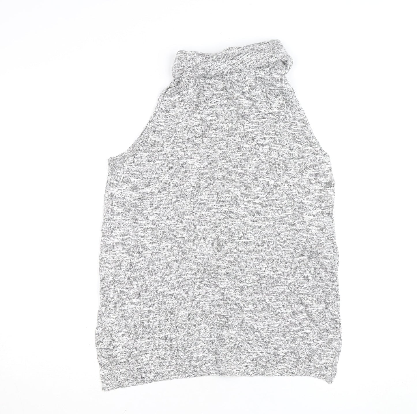 New Look Womens Grey Roll Neck Sleeveless Knit Top Size 12