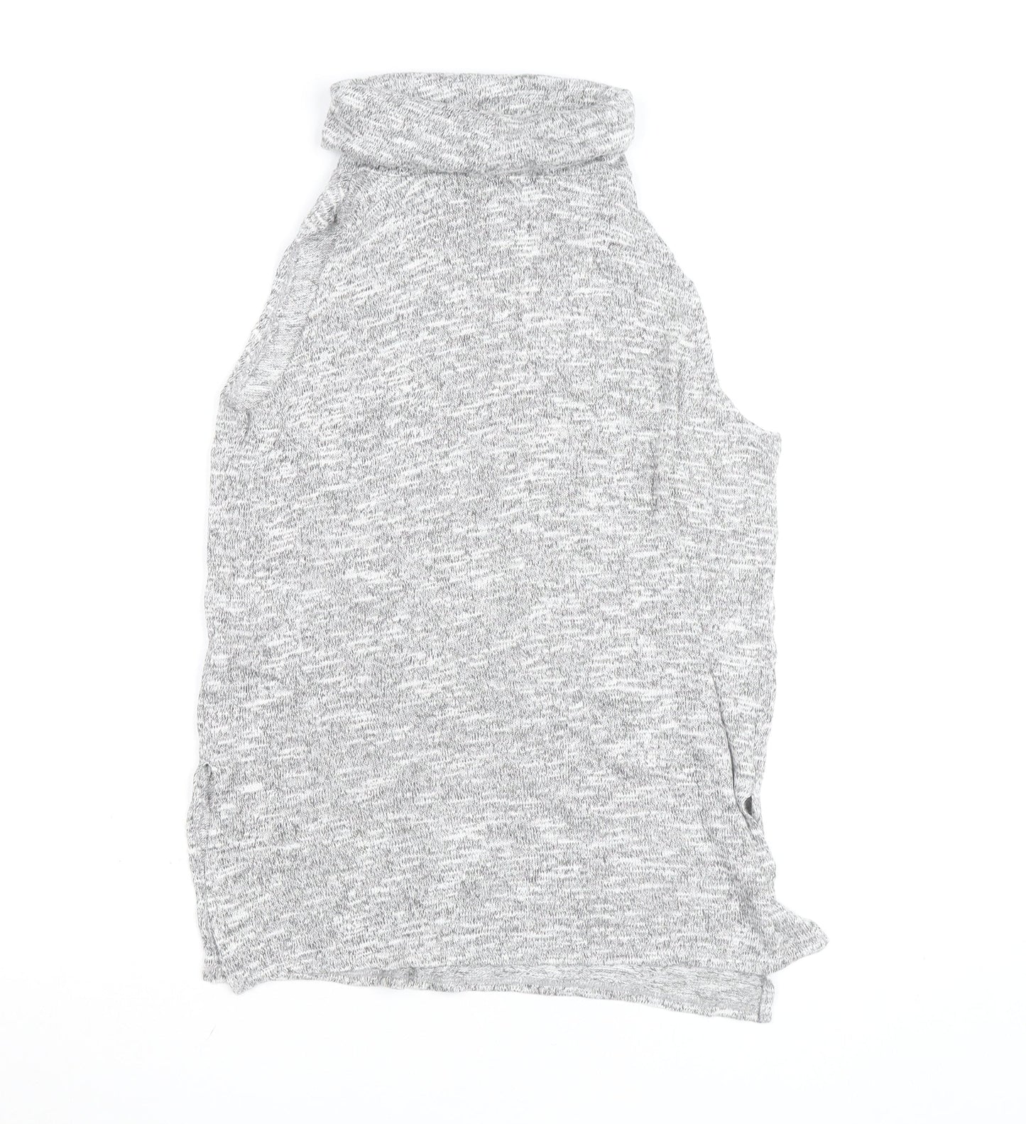 New Look Womens Grey Roll Neck Sleeveless Knit Top Size 12
