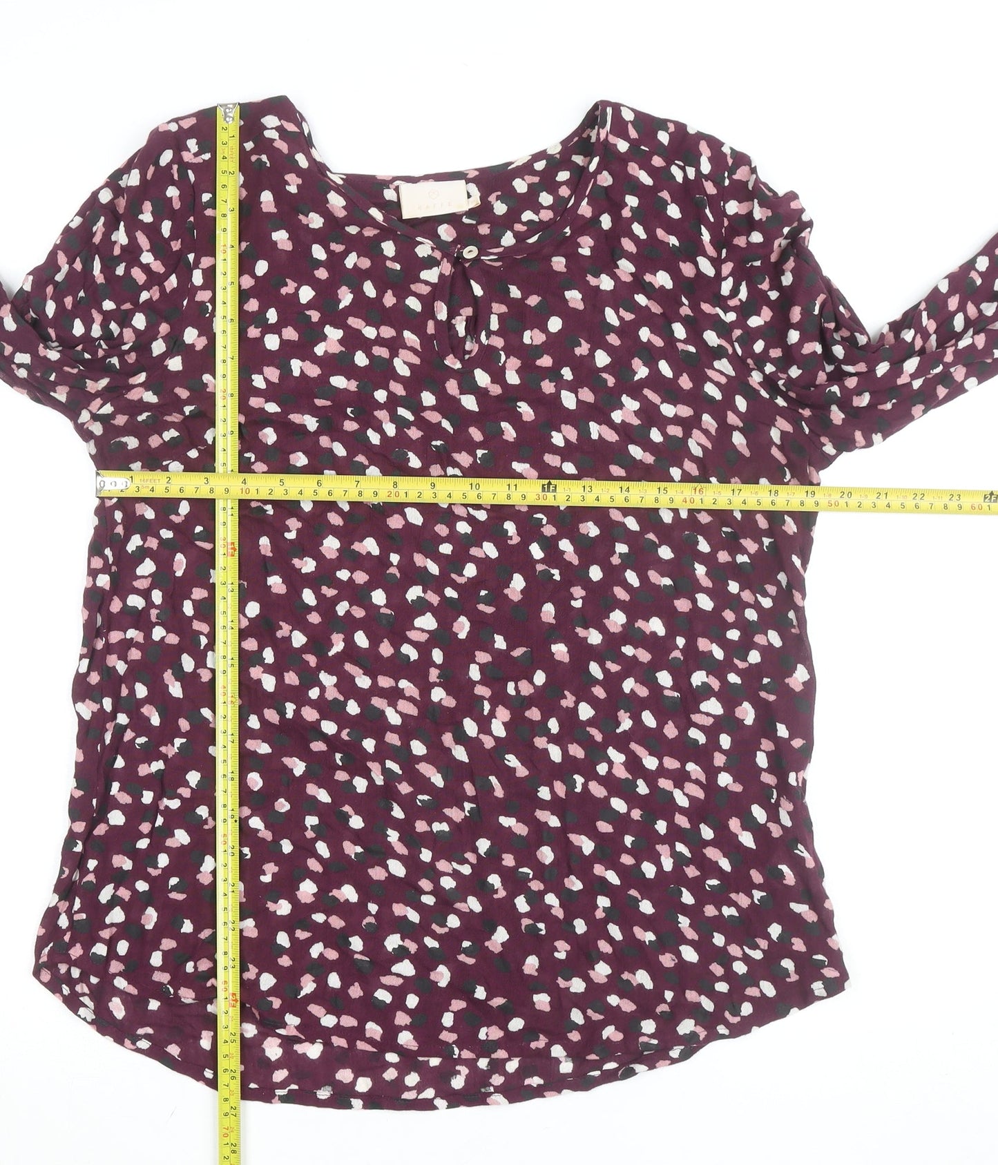 Kaffe Women's Purple Animal Print Viscose Long Sleeve Blouse Size 10