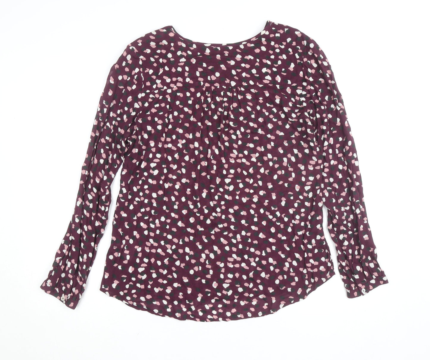 Kaffe Women's Purple Animal Print Viscose Long Sleeve Blouse Size 10