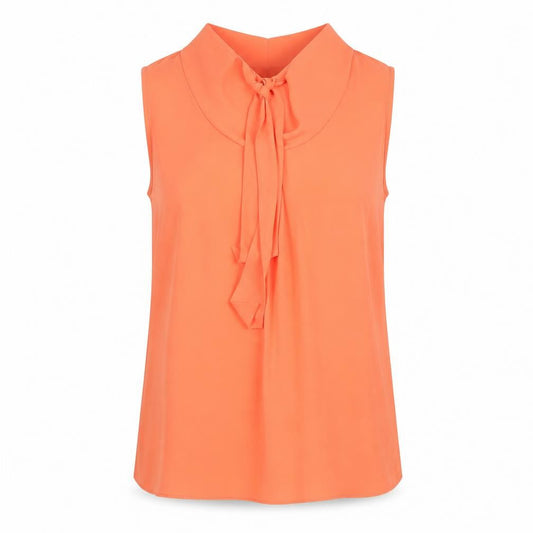 Jasper Conran Women’s Orange Sleeveless Bow Neck Blouse Size 16
