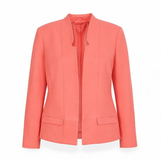Evita Gold Women Coral Blazer Size 16 Tailored Long Sleeve Jacket