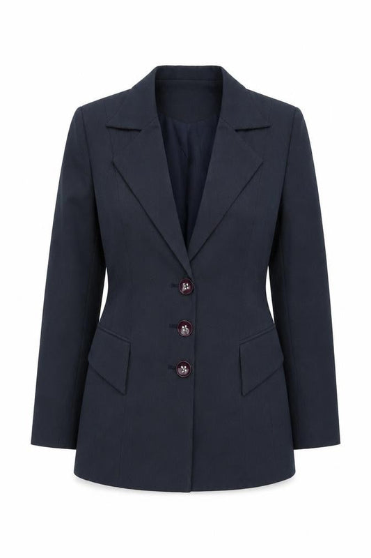 La Moda Women Blue Pinstripe Single-Breasted Blazer Size 10