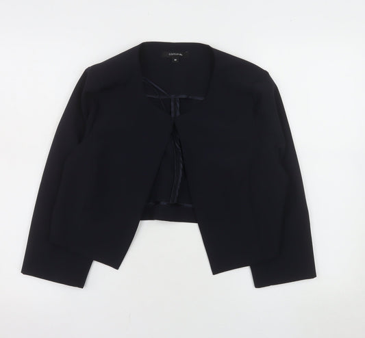 Comma Women Black Cropped Suit Jacket Size 12 Polyester Blend Lined Blazer