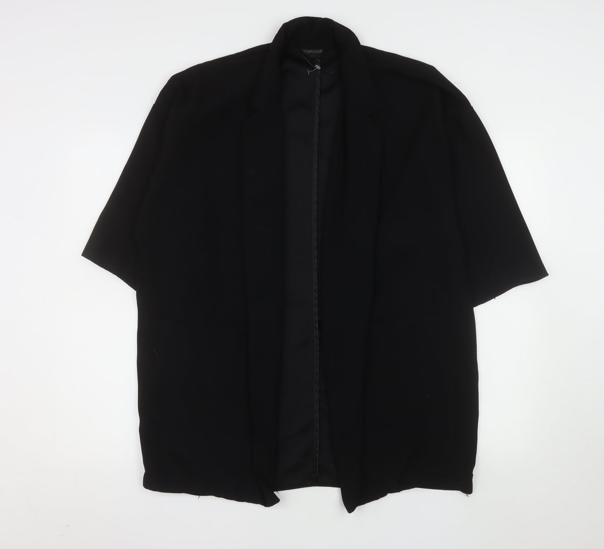 Topshop Women Black Size 12 Short Sleeve Blazer Jacket