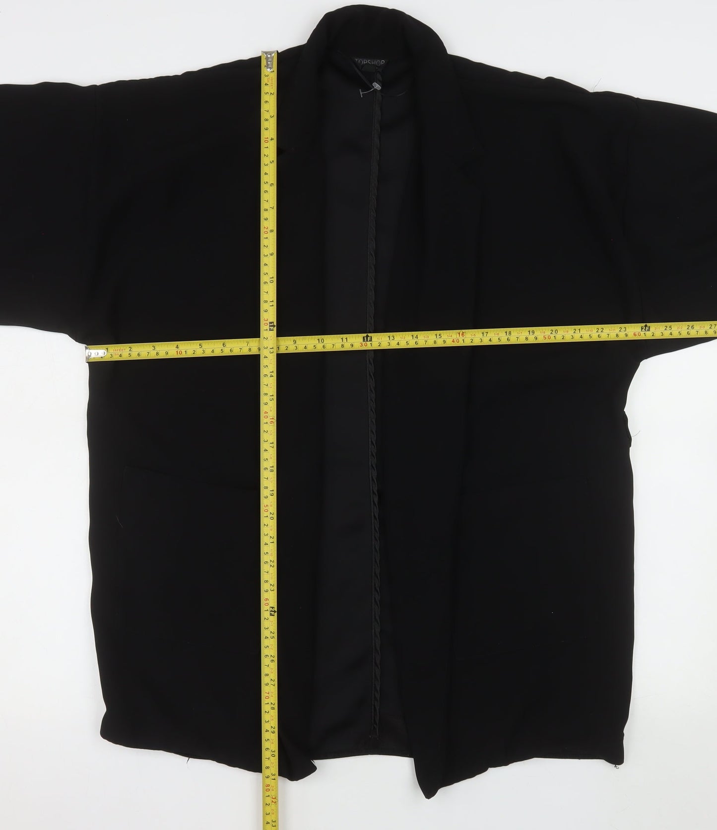 Topshop Women Black Size 12 Short Sleeve Blazer Jacket