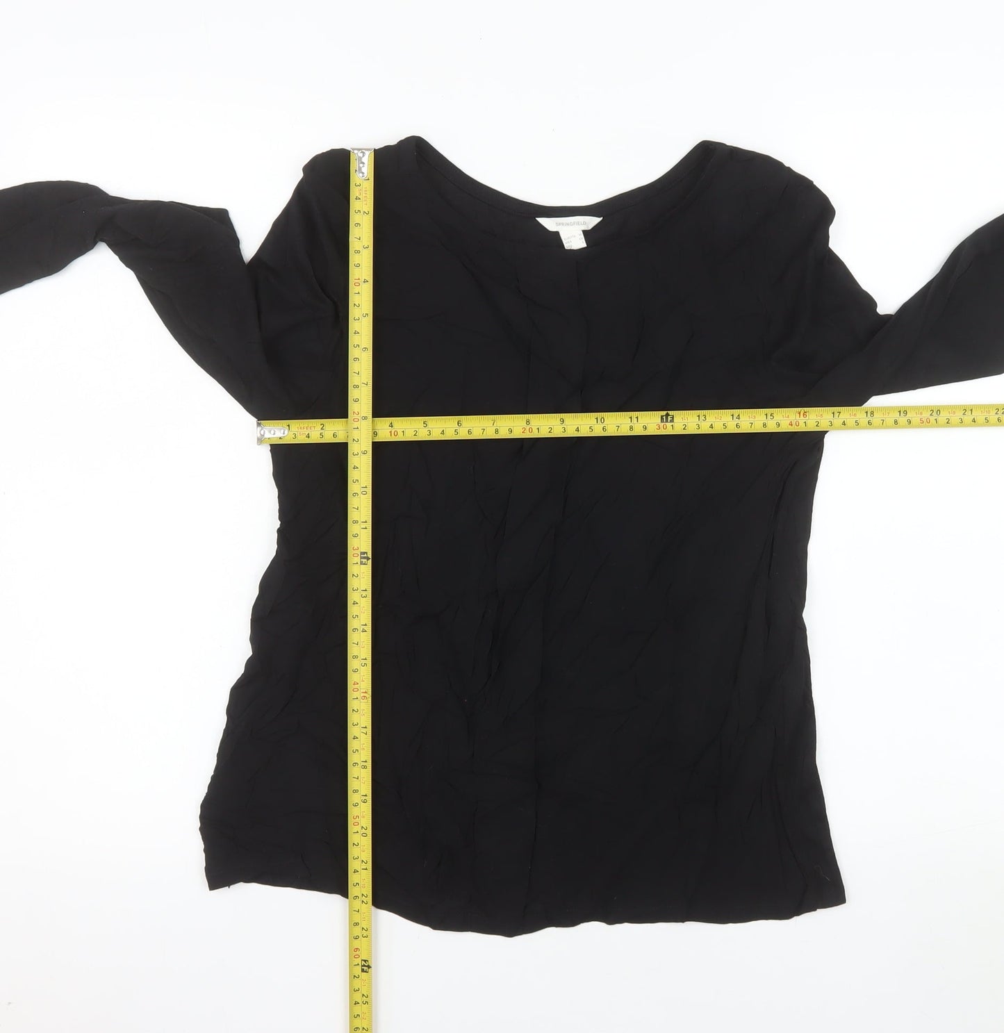 Springfield Womens Black Long Sleeve Viscose Blouse Size 10
