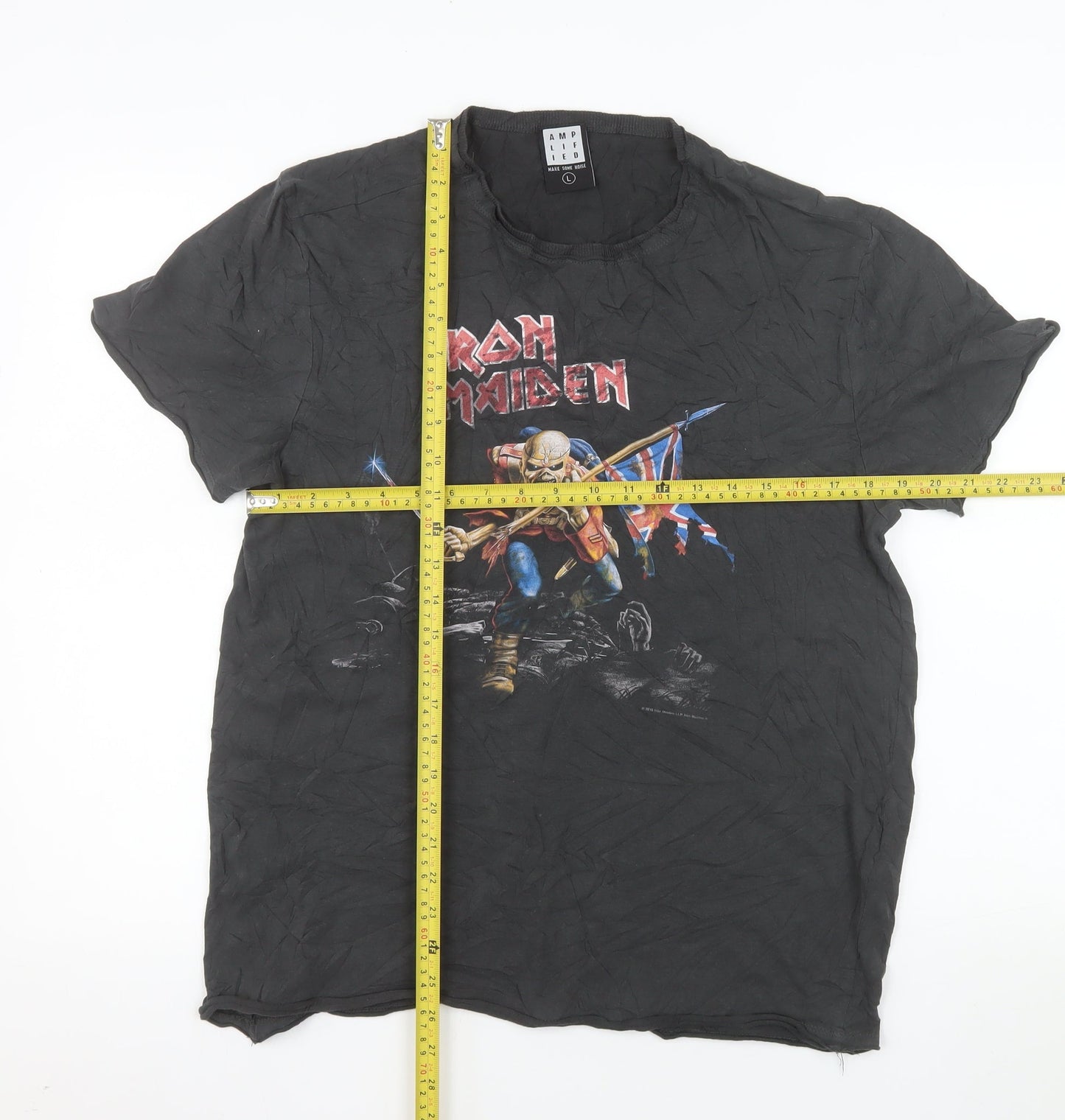 Amplified Men's Iron Maiden Black Graphic Rock T-Shirt Size L