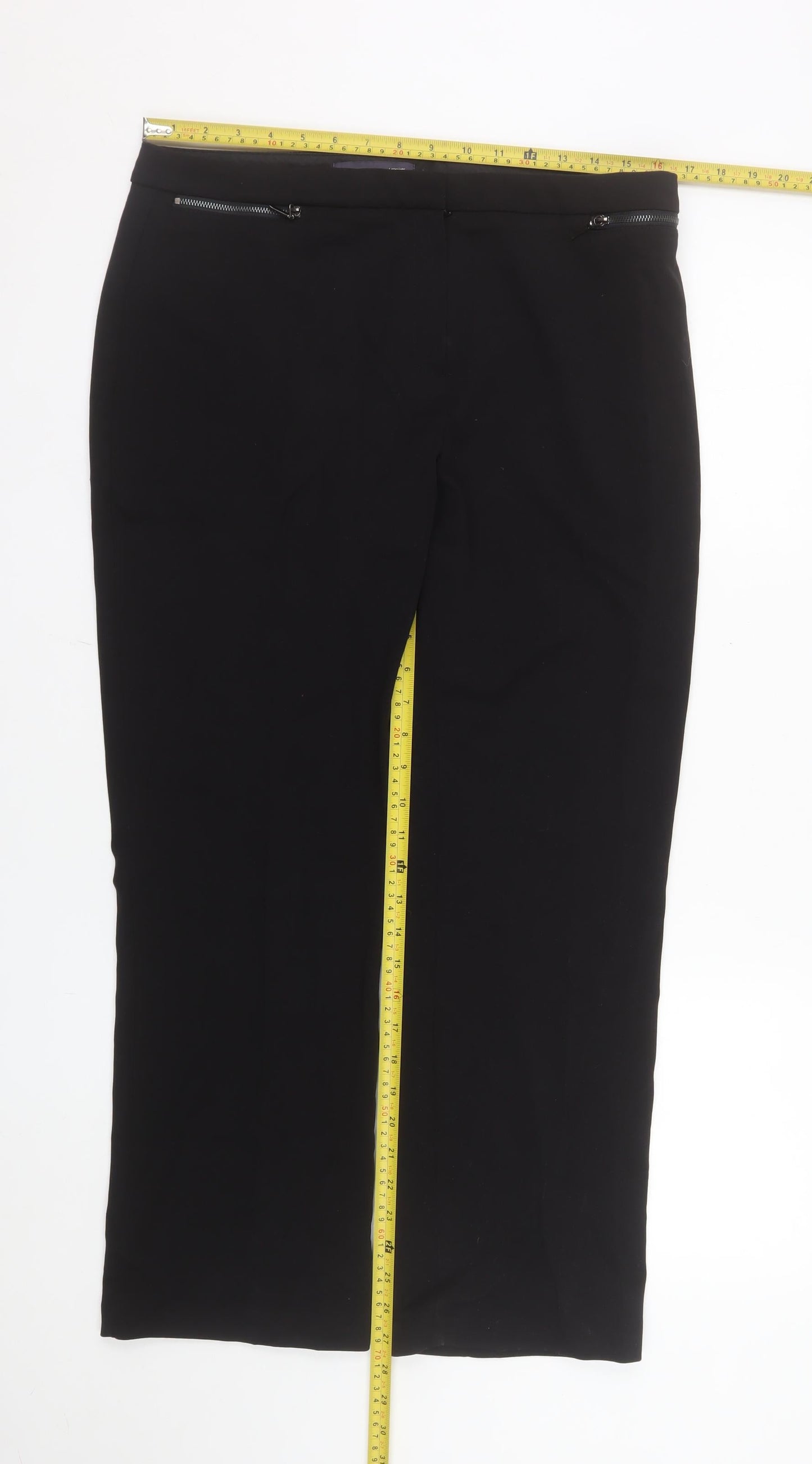 Marks and Spencer Women Black Size 14 Dress Pants Stretch Straight Trousers