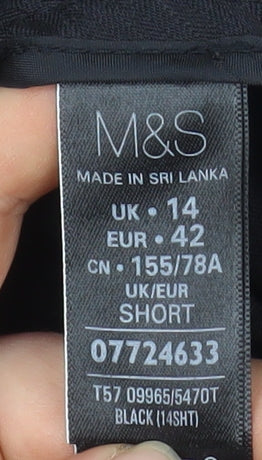 Marks and Spencer Women Black Size 14 Dress Pants Stretch Straight Trousers