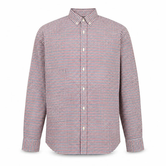 GANT Men's Multicoloured Check Button-Down Long Sleeve Cotton Shirt L
