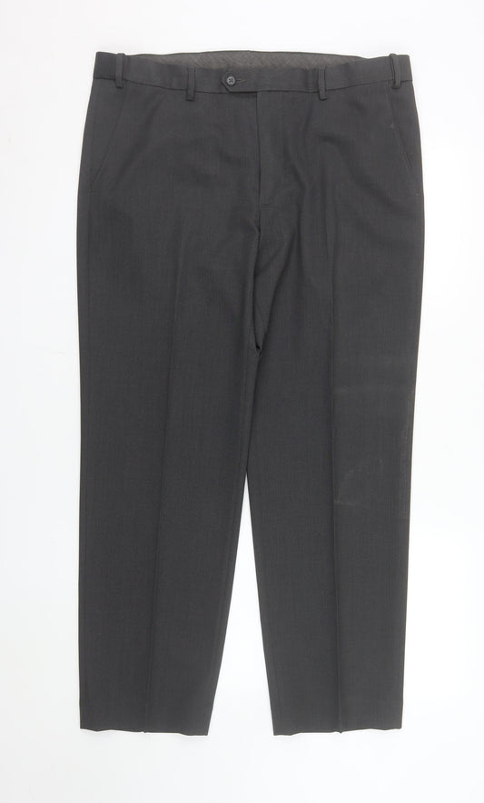 Marks and Spencer Men's Grey Regular Fit Dress Trousers 36W 29L