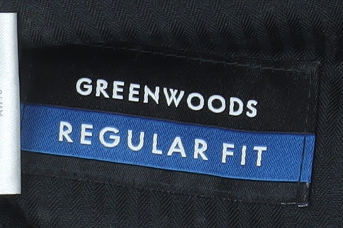 Greenwoods Men's Black Regular Fit Dress Trousers 36in Waist