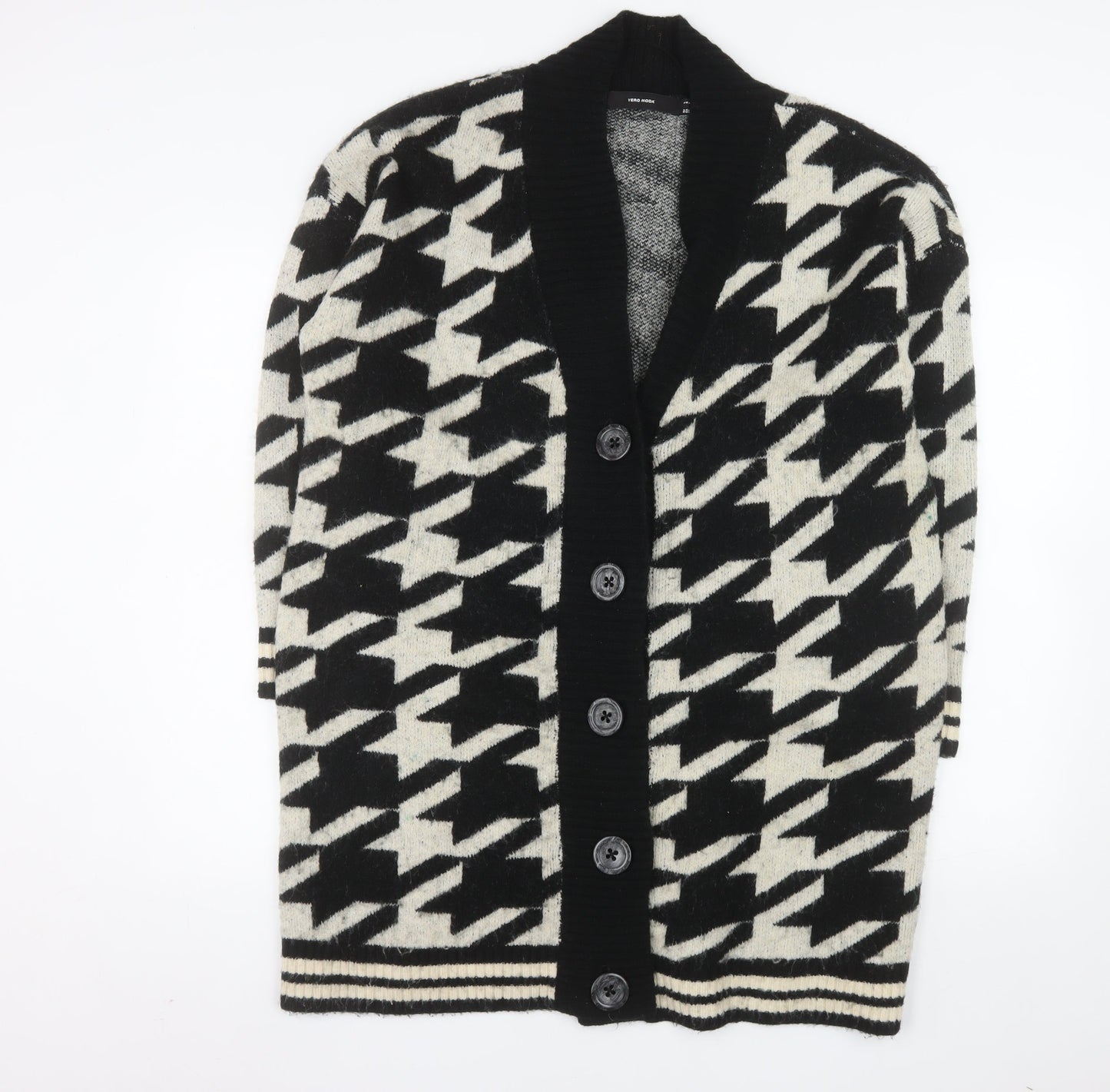 Vero Moda Women’s Black & White Houndstooth Cardigan L Knit