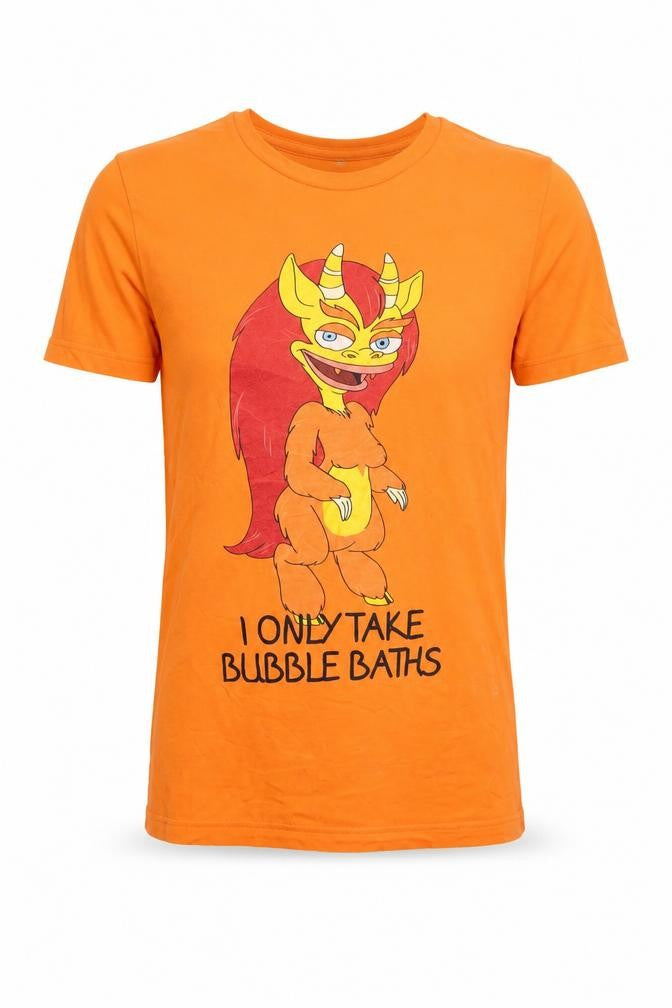 Bella + Canvas Mens Orange Graphic T-Shirt Small Funny Cartoon Print