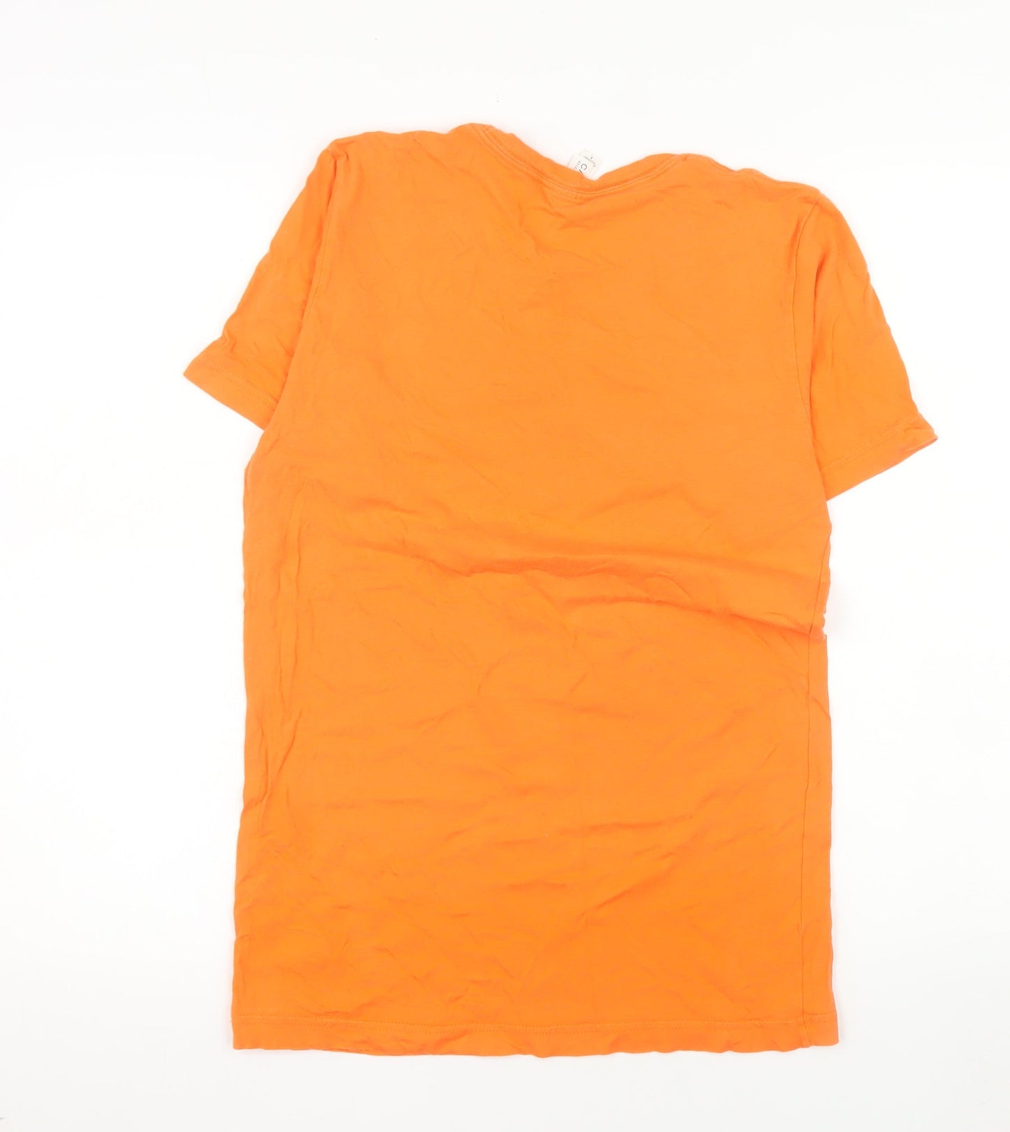 Bella + Canvas Mens Orange Graphic T-Shirt Small Funny Cartoon Print