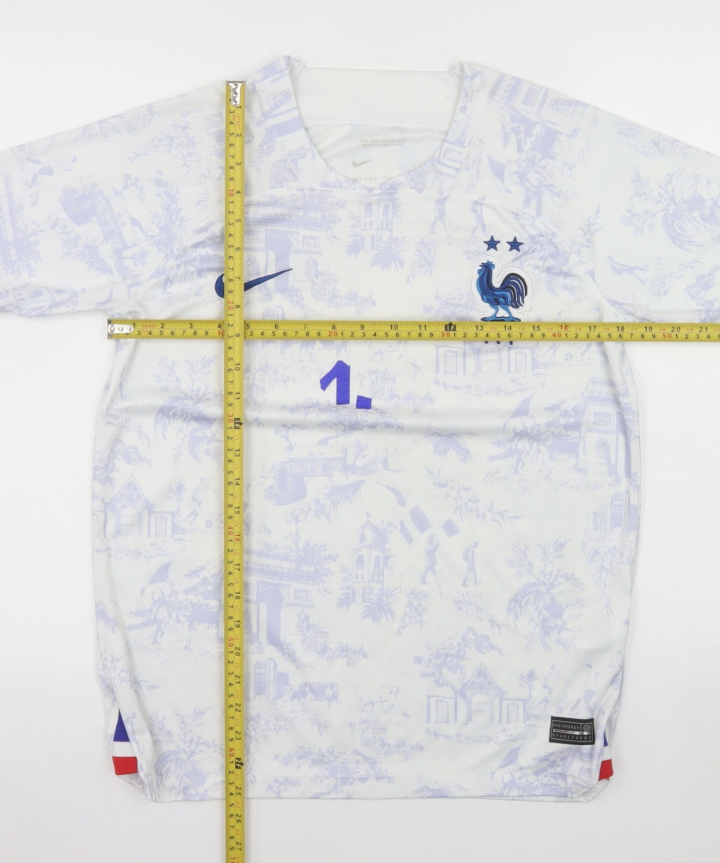 Nike Men's France FFF White Dri-Fit Short Sleeve Football T-Shirt Size S